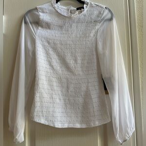 Halogen white smocked blouse
